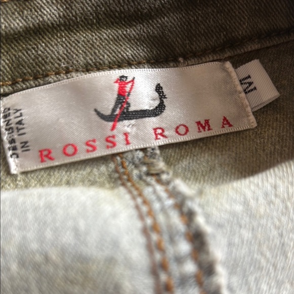 Y2K Gorgeous Vintage Italian Rossi Roma Embroidered Sequins Women's Denim Jacket - Picture 12 of 14